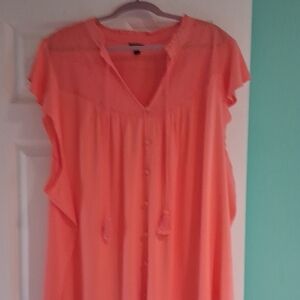 Torrid Vibrant Coral Blouse with Tassels